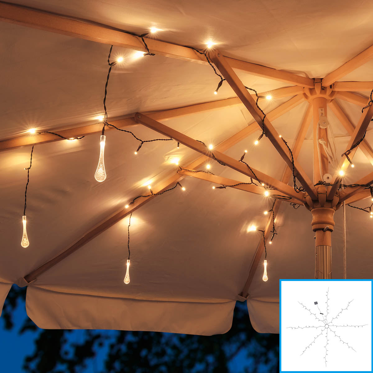 Water Droplet Parasol Decorative LED Lights – Seasonal Lights Collection – 80 LEDs – WM25-CTYHX001