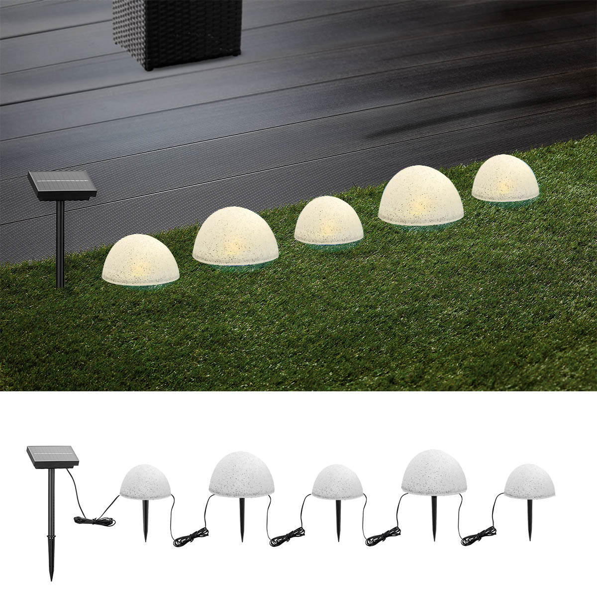 Stone-Shaped Solar Decorative LED String Lights – Seasonal Lights Collection – Warm White – WM25-CTYHX008