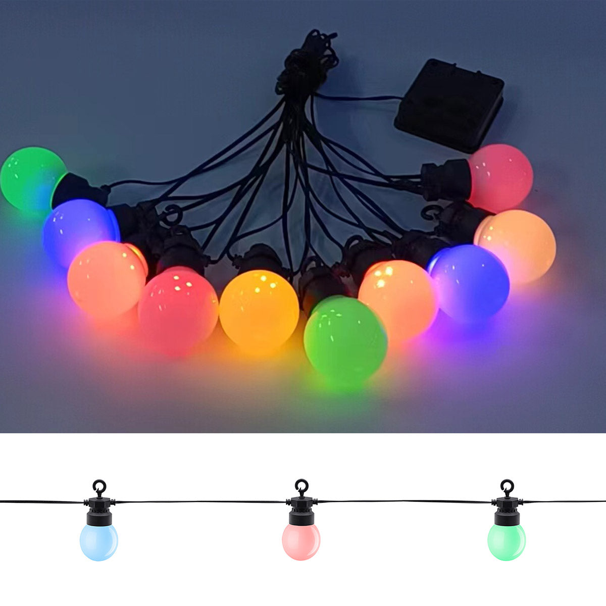Solar RGB Decorative LED String Lights – Seasonal Lights Collection – 10 Bulbs – WM25-CTYHX010