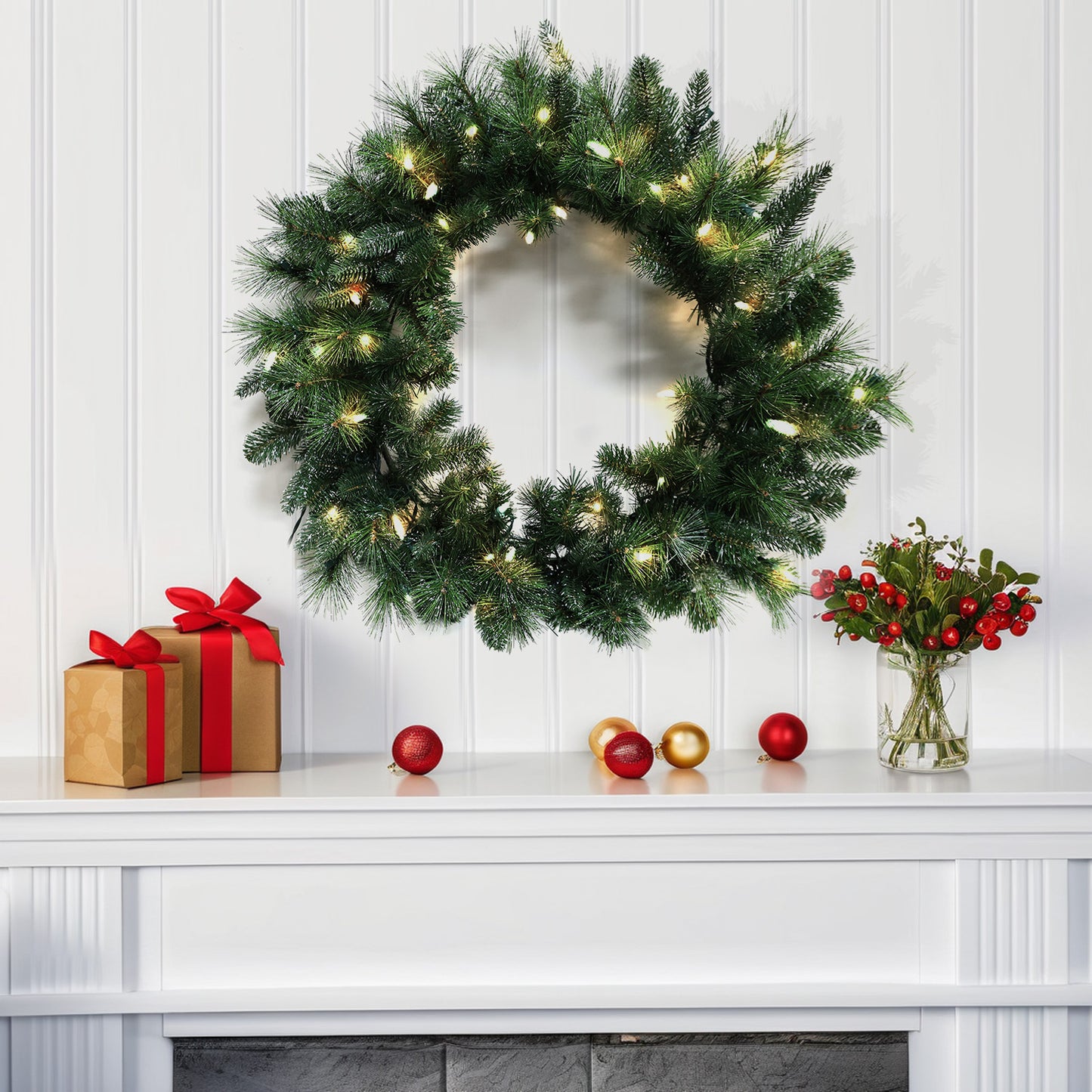 Pre-Lit Wreath, 60 cm -SW30FW30-140TW