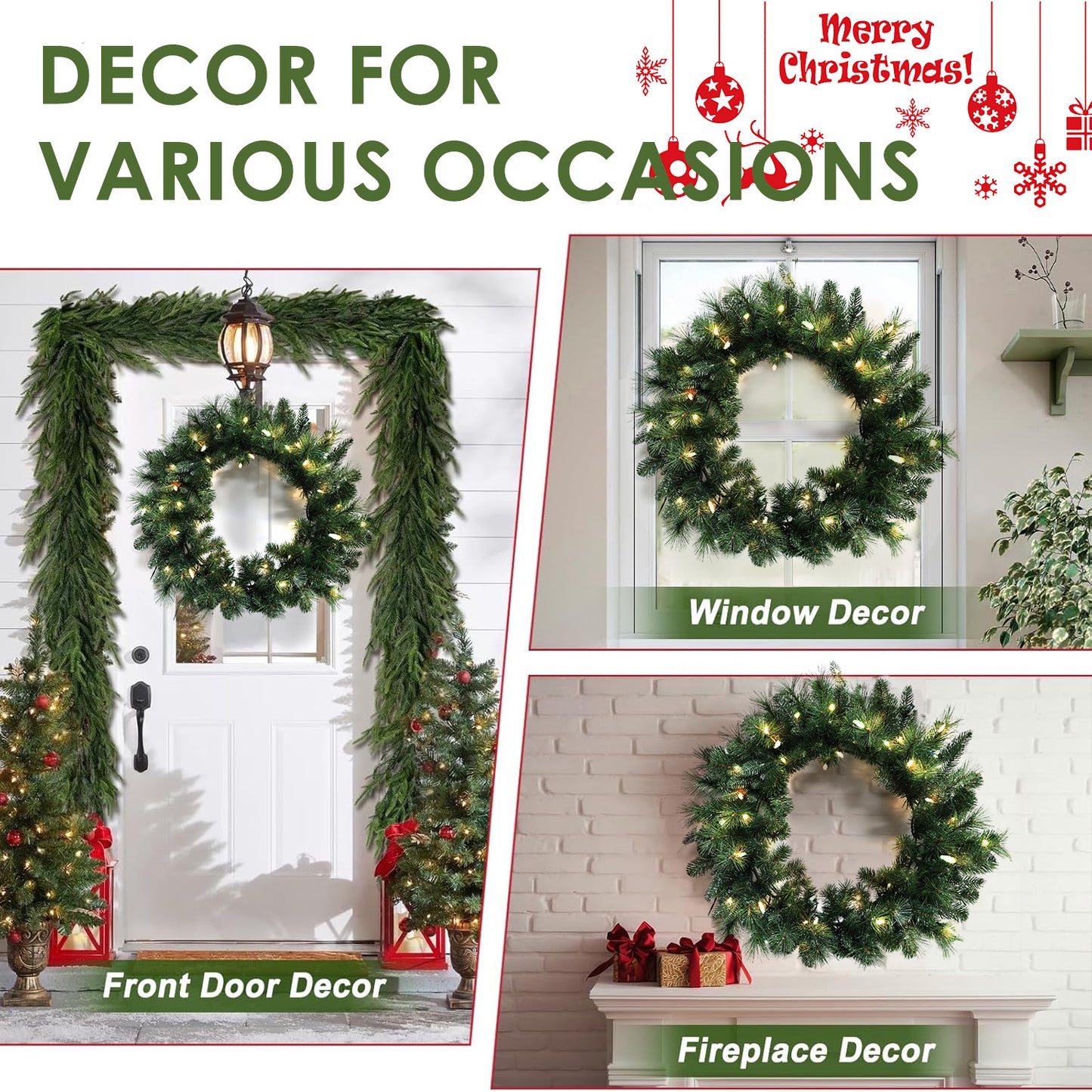 Pre-Lit Wreath, 60 cm -SW30FW30-140TW