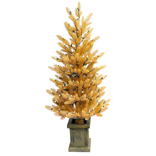 Pre-Lit Potted Pine Christmas Tree, 4 ft (S48FW23-138T-174LED-P)