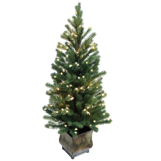 Pre-Lit Potted Pine Christmas Tree, 4 ft (S48FW23-168T-174LED)