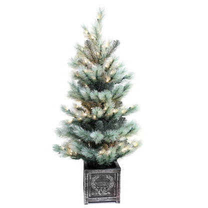 Pre-Lit Potted Pine Christmas Tree, 4 ft (S48FW23-158T-174LED)