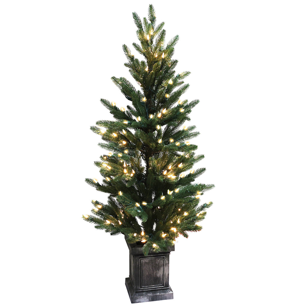 Pre-Lit Potted Pine Christmas Tree, 4 ft (S48FW23-138TW-174LED)