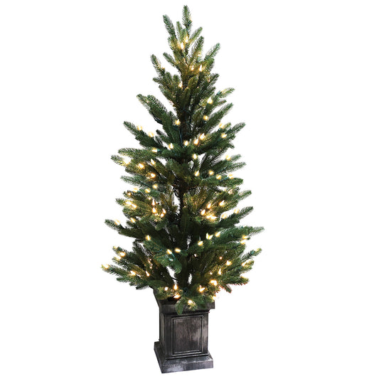 Pre-Lit Potted Pine Christmas Tree, 4 ft (S48FW23-138TW-174LED)