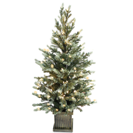 Pre-Lit Potted Pine Christmas Tree, 4 ft (S48FW27-162T-174LED)