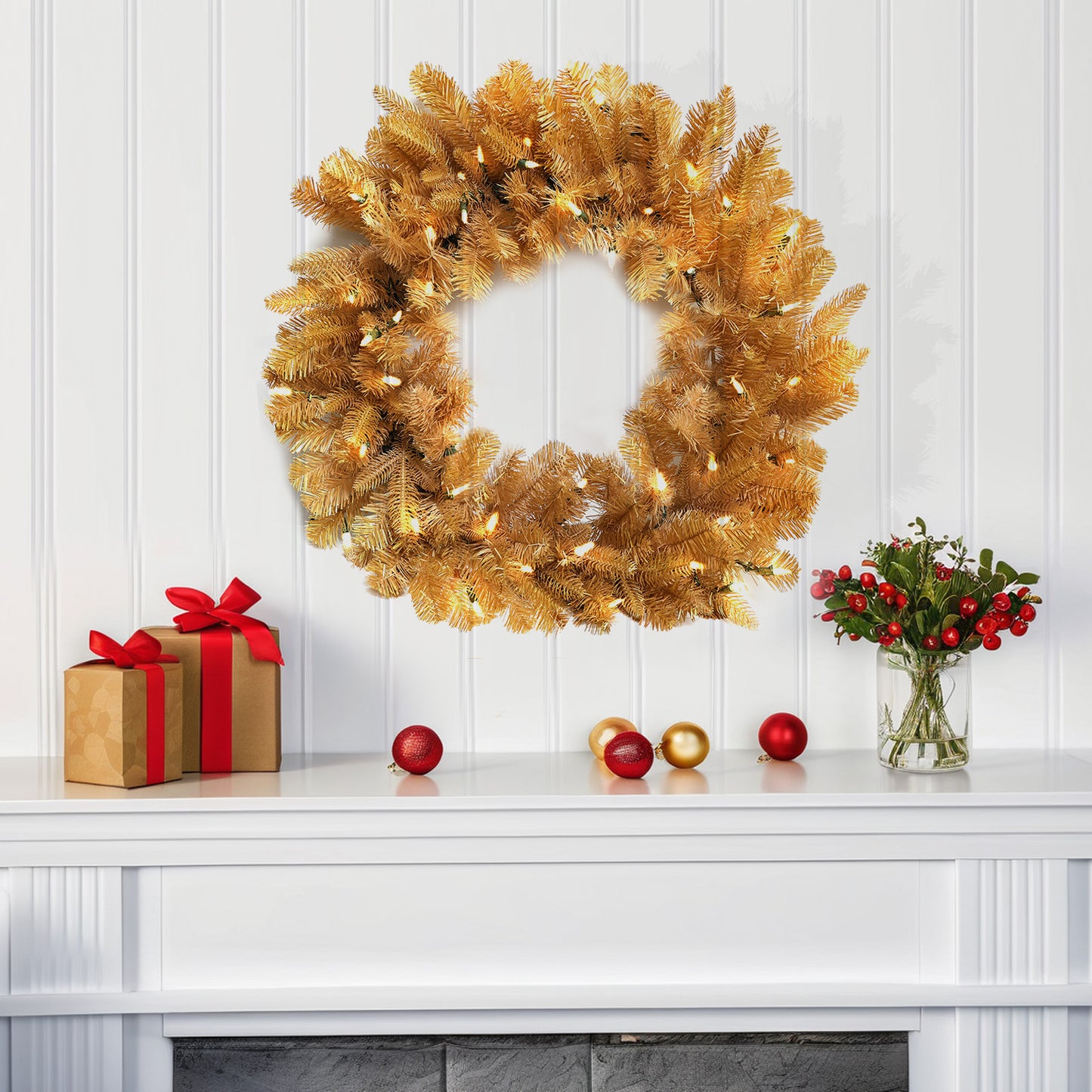 Pre-Lit Wreath, 60 cm -SW30FW30-164T-72LED-P