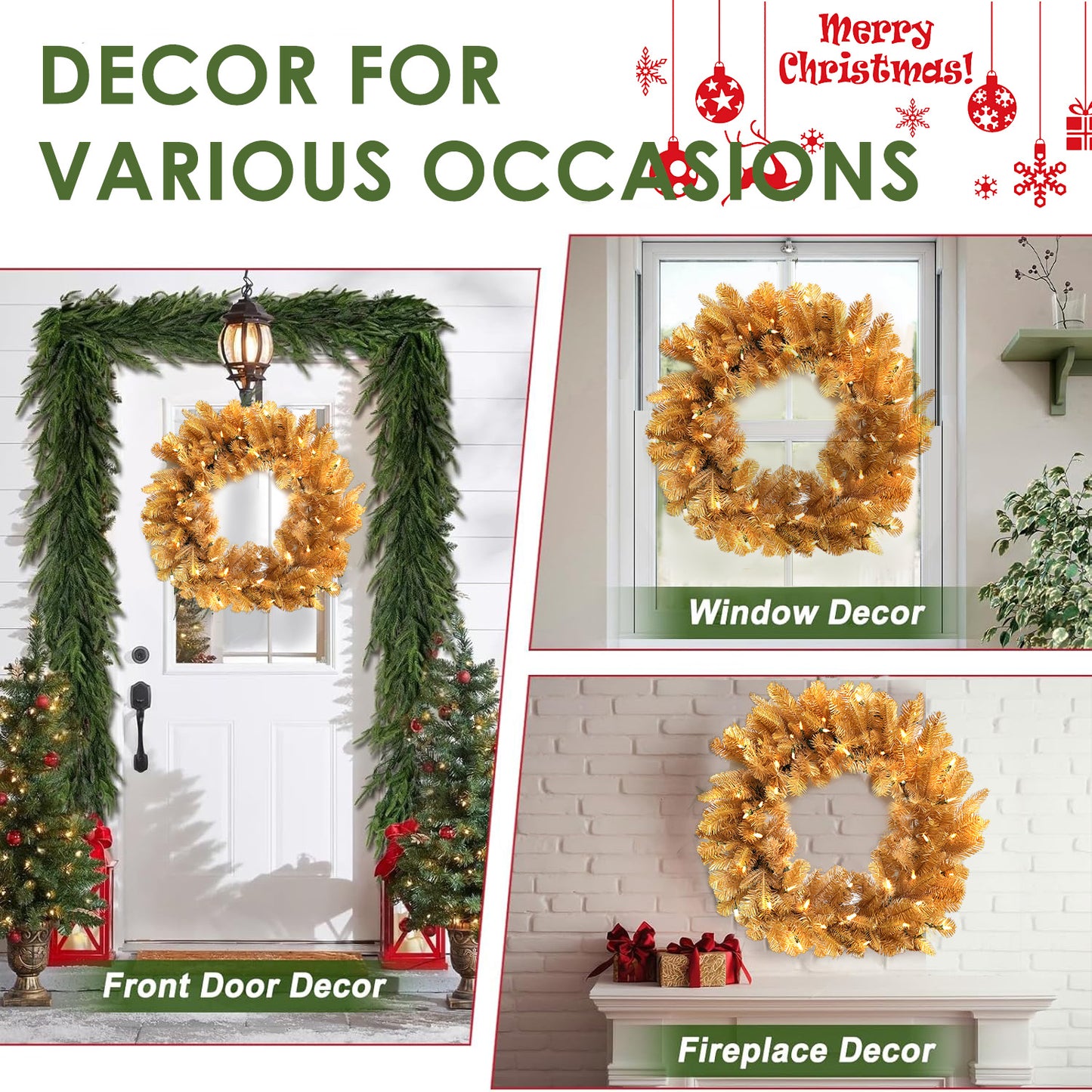 Pre-Lit Wreath, 60 cm -SW30FW30-164T-72LED-P