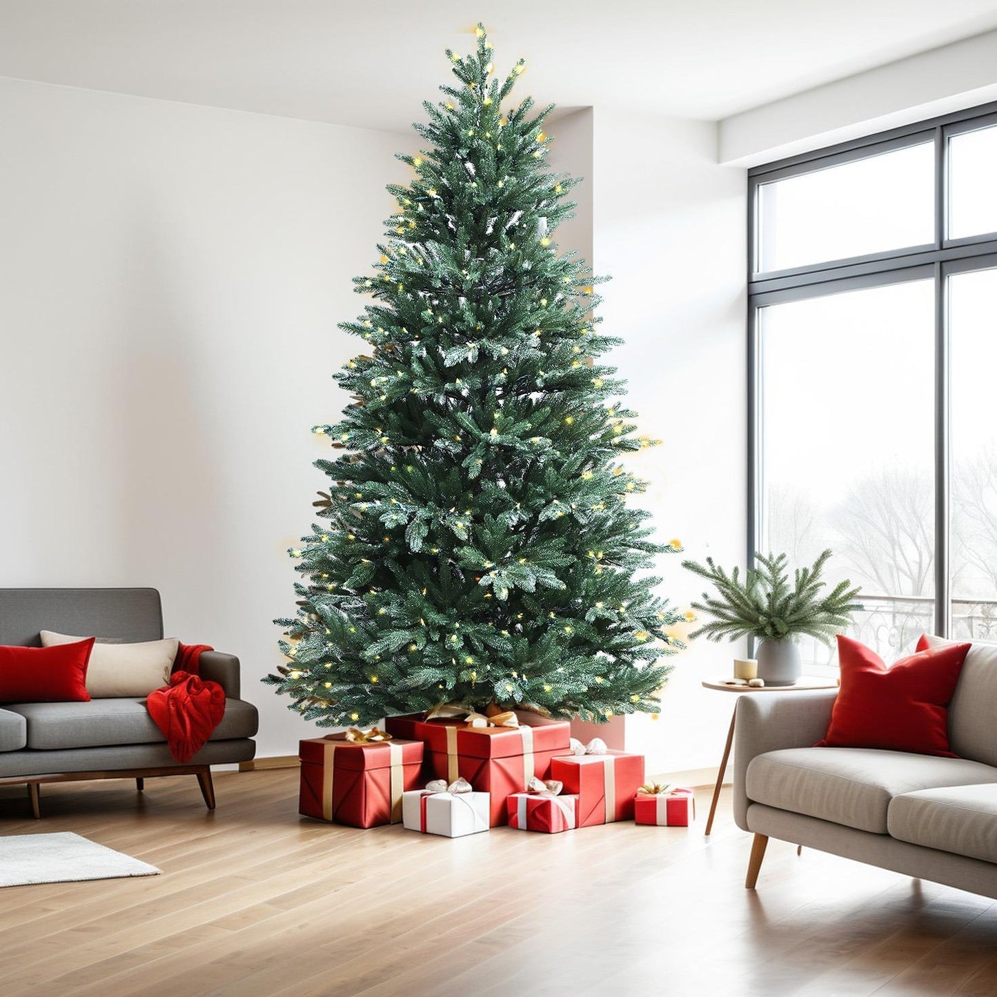 Pre-Lit Traditional Fir Multi-Function Christmas Tree,7.5 ft