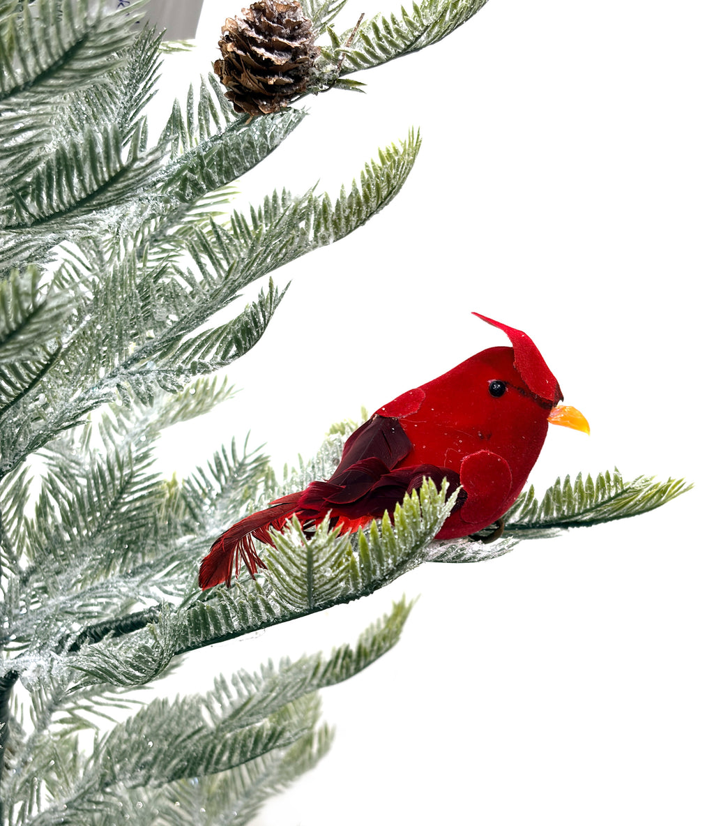 Mini Christmas Tree 30" – Frosted Greenery with Birds & Pine Cones – YCY020-102B-30T
