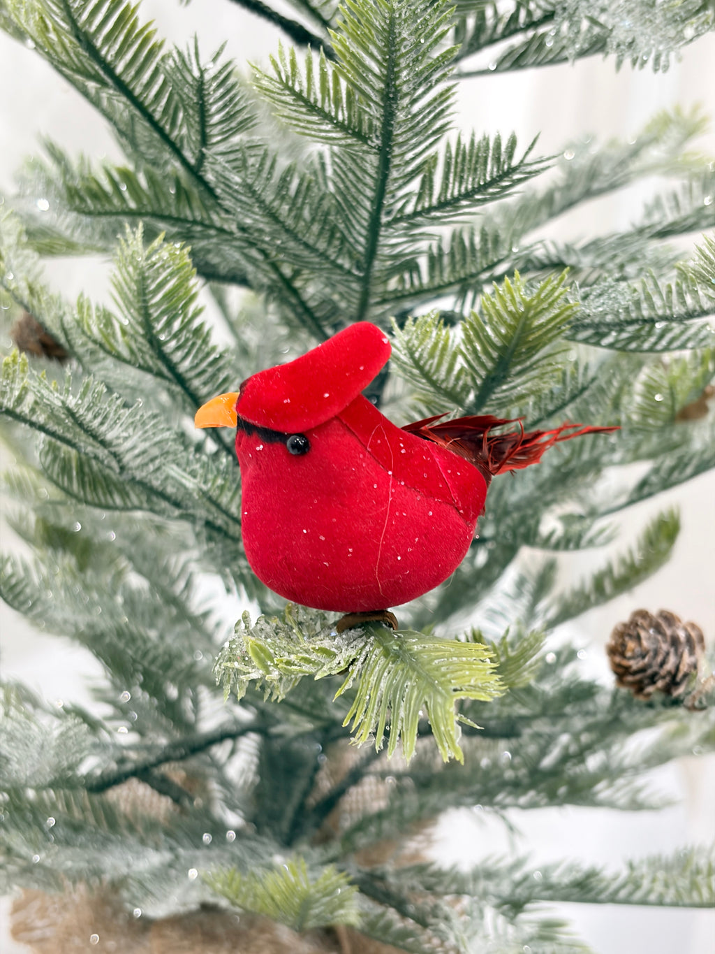Mini Christmas Tree 30" – Frosted Greenery with Birds & Pine Cones – YCY020-102B-30T