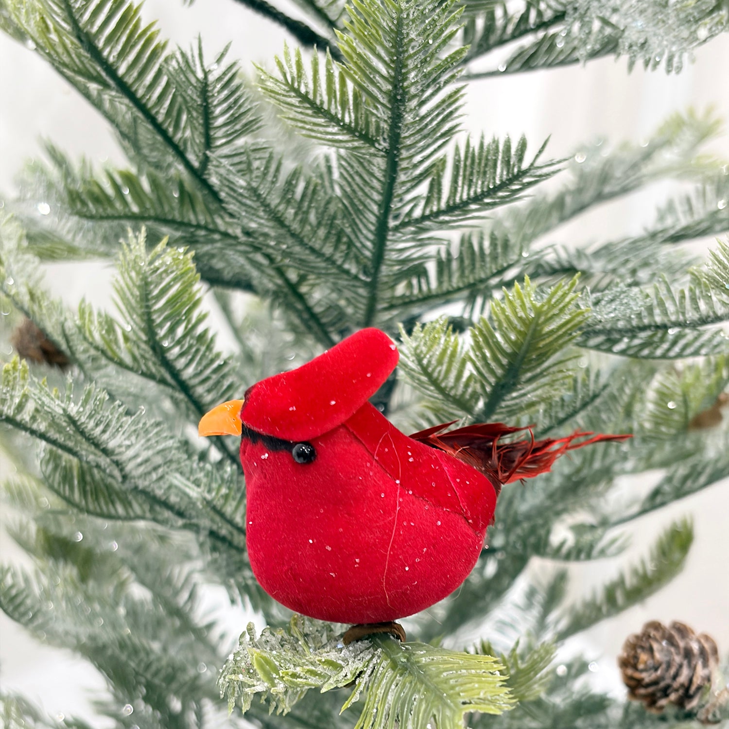 Mini Christmas Tree 30" – Frosted Greenery with Birds & Pine Cones – YCY020-102B-30T
