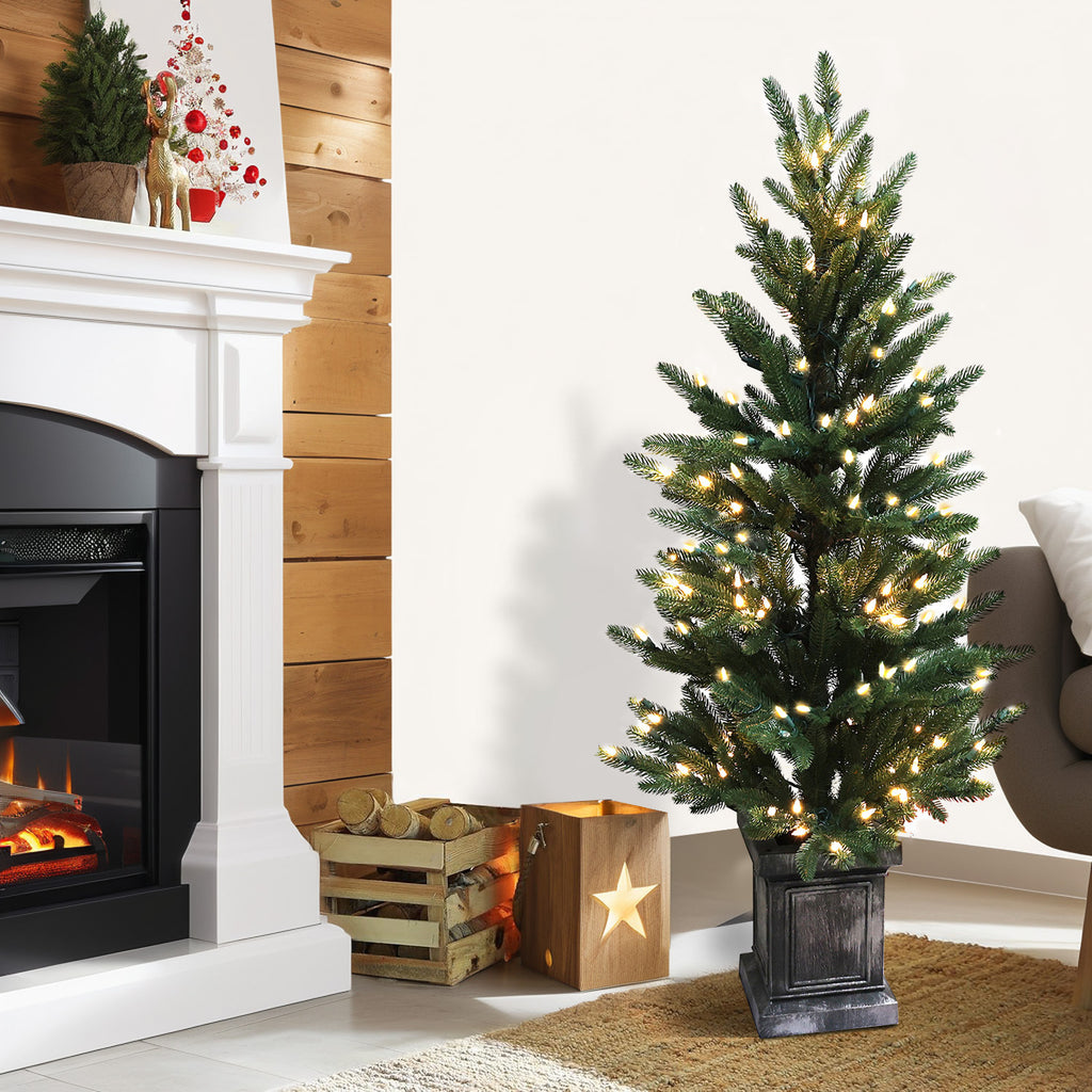 Pre-Lit Potted Pine Christmas Tree, 4 ft (S48FW23-138TW-174LED)