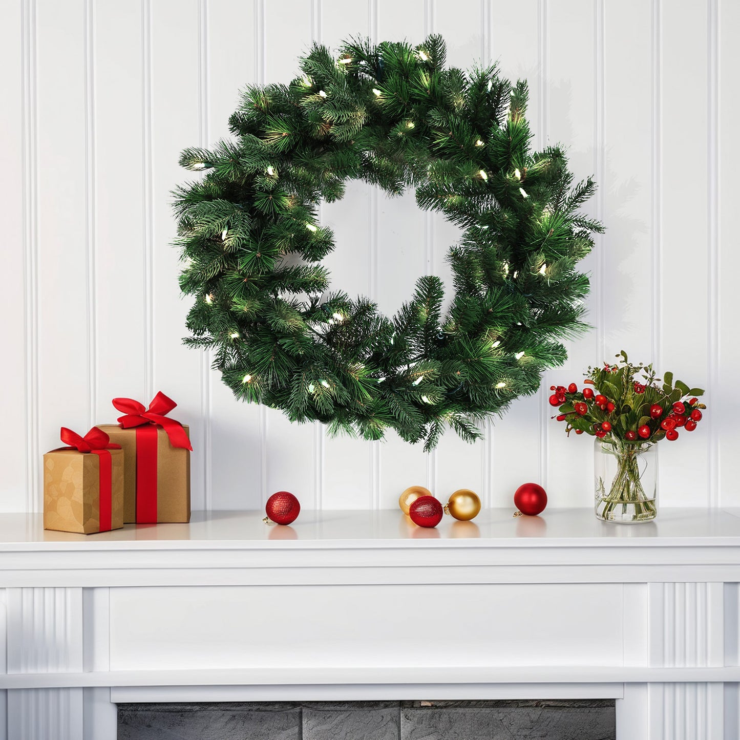 Pre-Lit Wreath, 60 cm -SW30FW30-130T