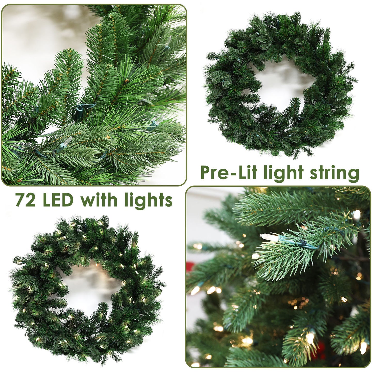 Pre-Lit Wreath, 60 cm -SW30FW30-130T