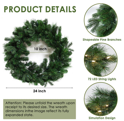 Pre-Lit Wreath, 60 cm -SW30FW30-130T