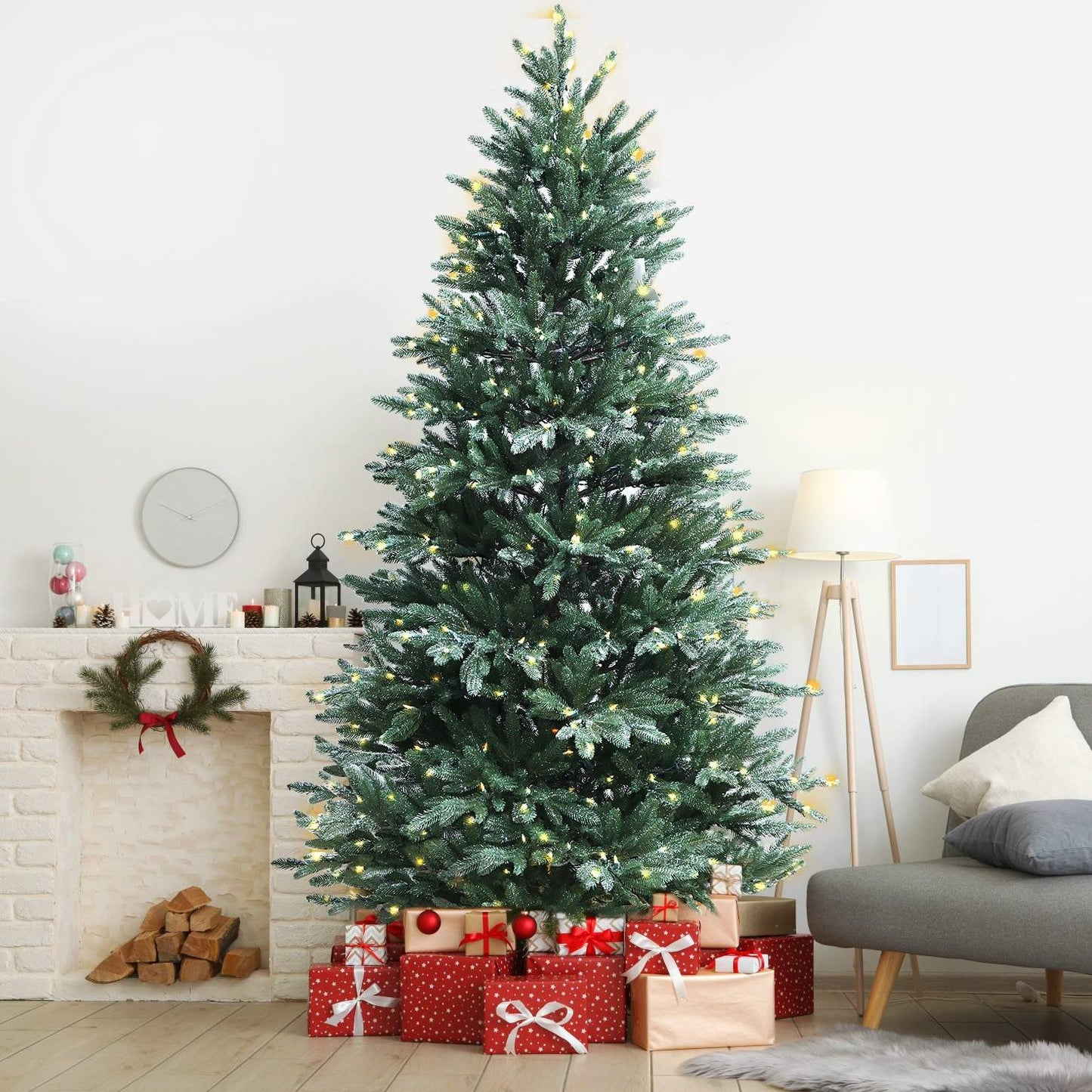 Pre-Lit Traditional Fir Multi-Function Christmas Tree,7.5 ft