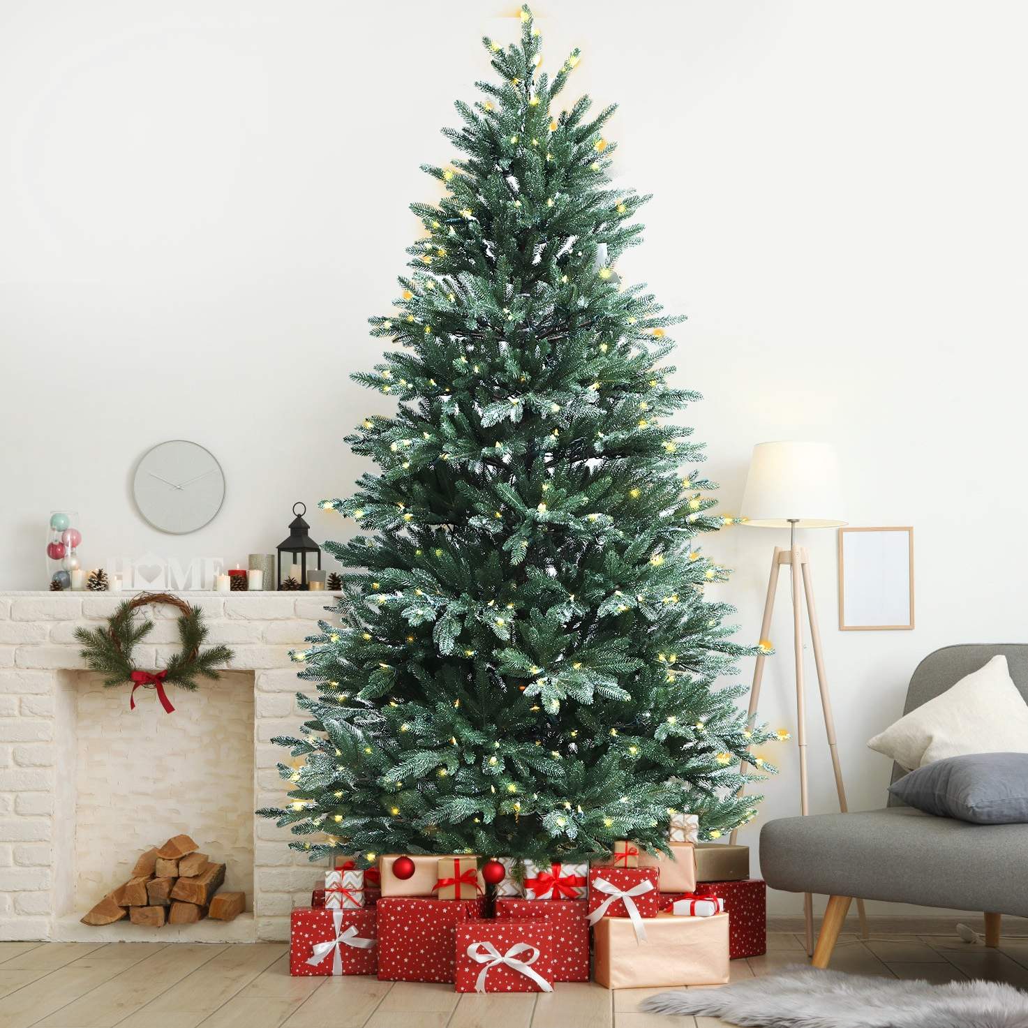 Pre-Lit Traditional Fir Multi-Function Christmas Tree,7.5 ft