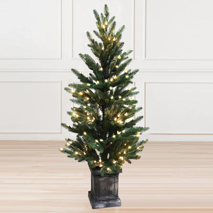 Pre-Lit Potted Pine Christmas Tree, 4 ft (S48FW23-138TW-174LED)