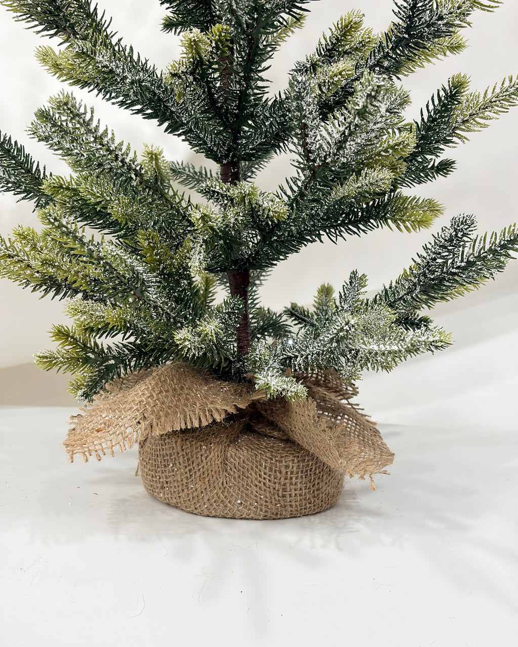 Mini Christmas Tree 24" – Flocked Greenery with Burlap Base – YCY399F-24T