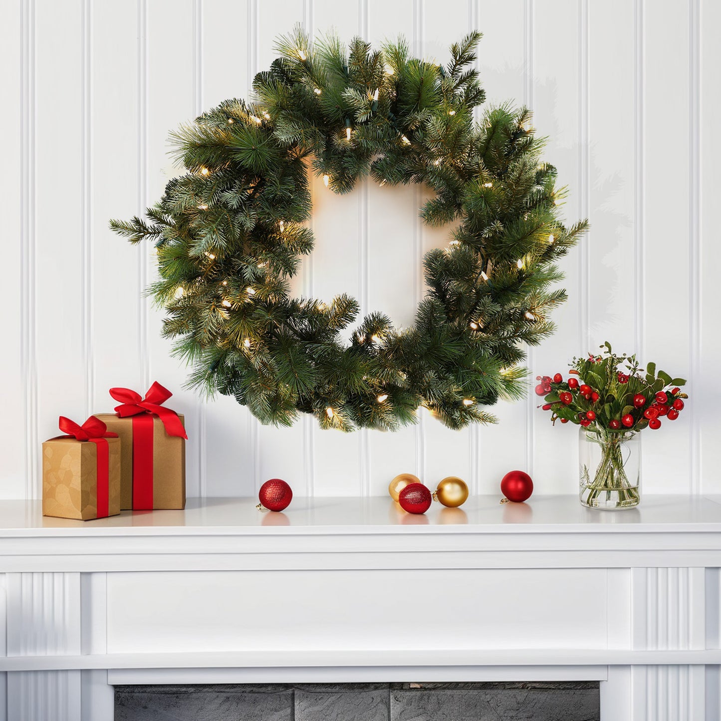 Pre-Lit Wreath, 60 cm -SW30FW30-120T