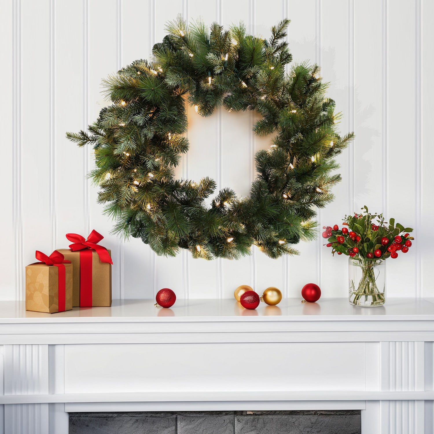Pre-Lit Wreath, 60 cm -SW30FW30-120T