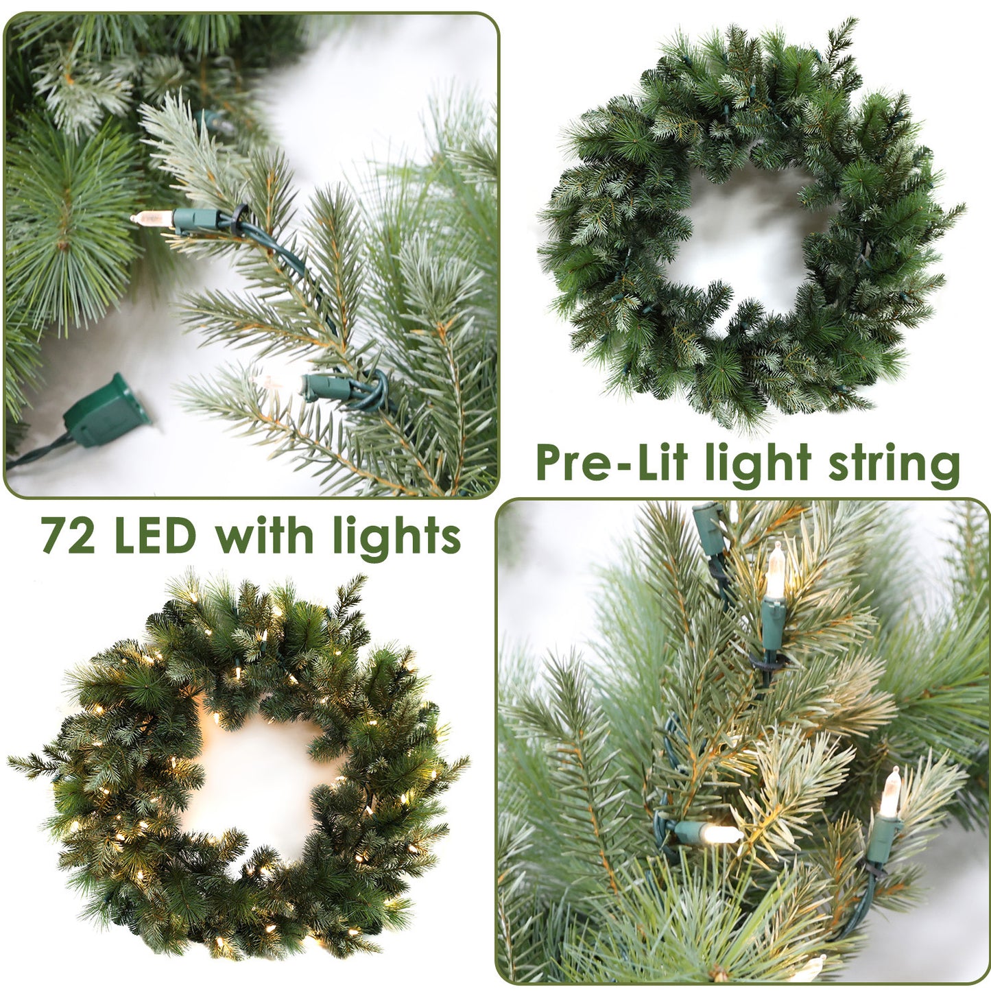 Pre-Lit Wreath, 60 cm -SW30FW30-120T