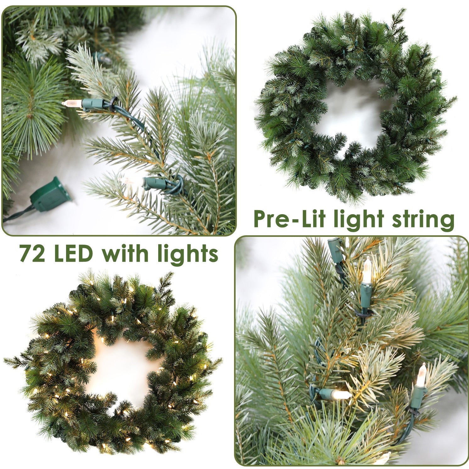 Pre-Lit Wreath, 60 cm -SW30FW30-120T