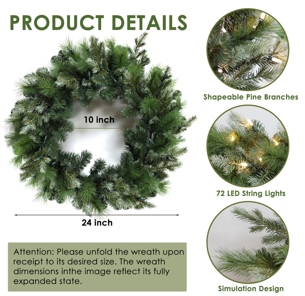 Pre-Lit Wreath, 60 cm -SW30FW30-120T