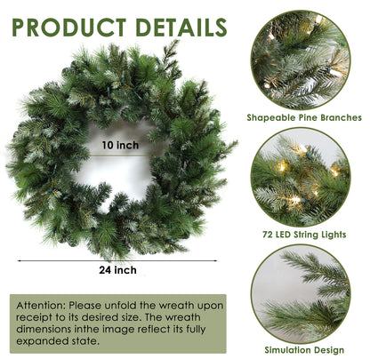 Pre-Lit Wreath, 60 cm -SW30FW30-120T