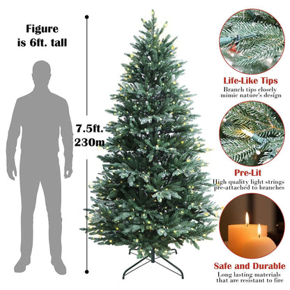 Pre-Lit Traditional Fir Multi-Function Christmas Tree,7.5 ft