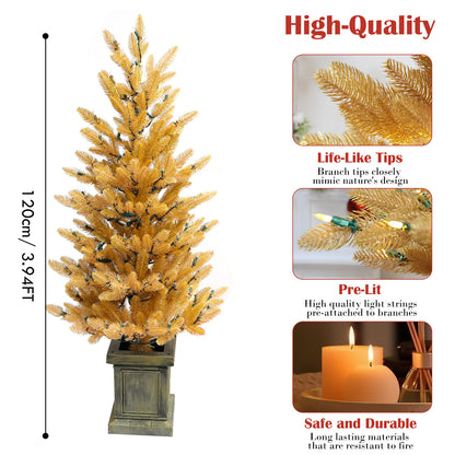 Pre-Lit Potted Pine Christmas Tree, 4 ft (S48FW23-138T-174LED-P)