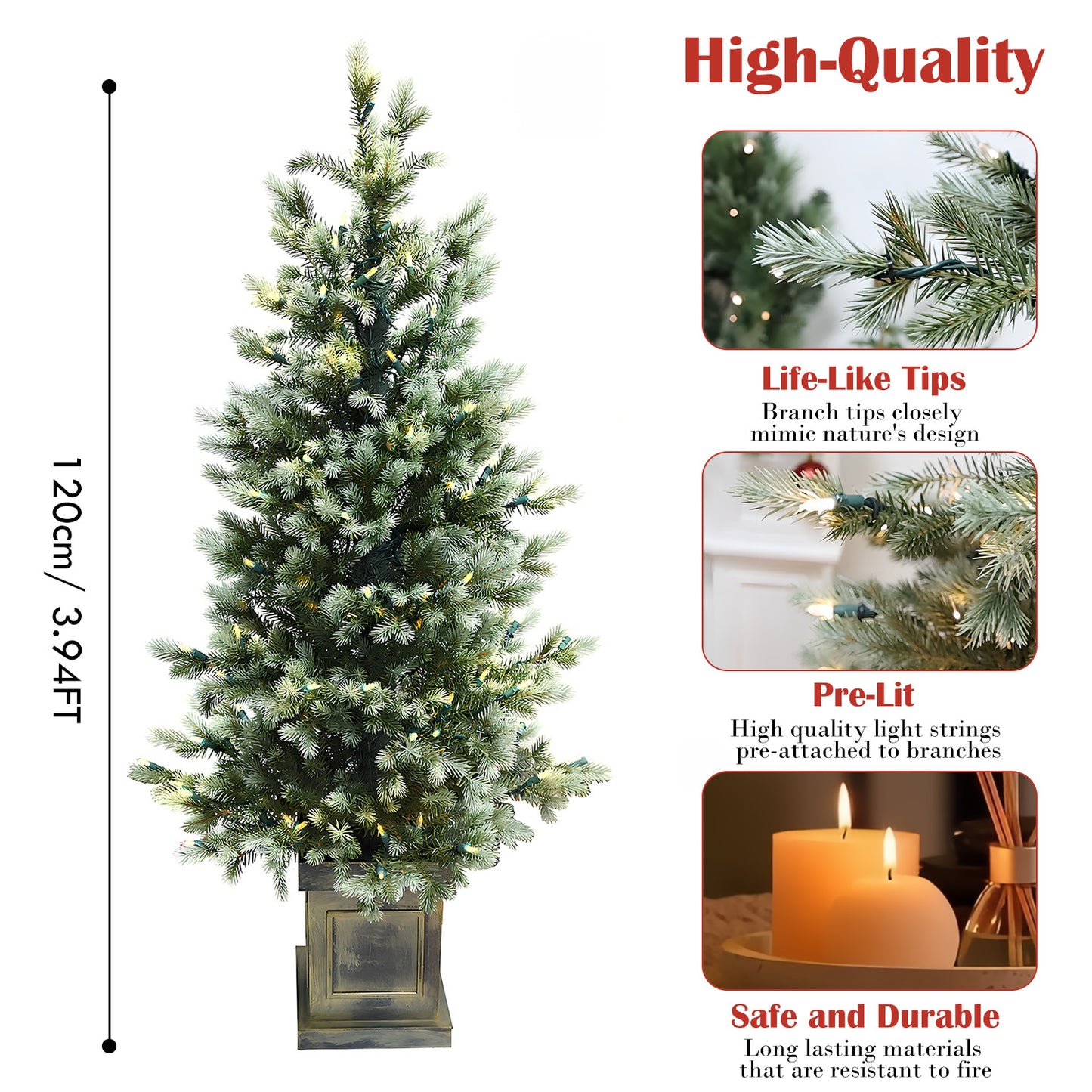 Pre-Lit Potted Pine Christmas Tree, 4 ft (S48FW23-138T-174LED)