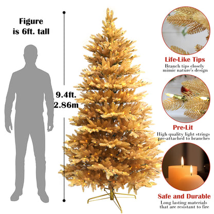 Pre-Lit Traditional Fir Multi-Function Christmas Tree,7.5 ft(B90FW54-1000T-534LED-P)