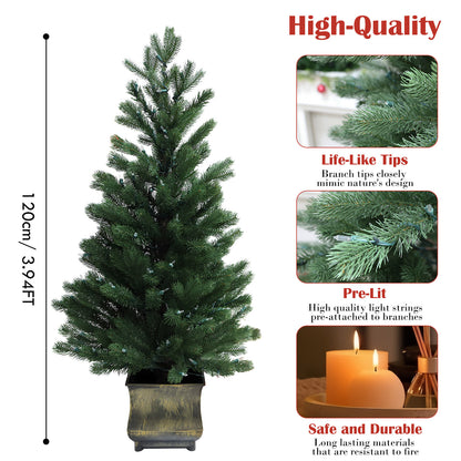 Pre-Lit Potted Pine Christmas Tree, 4 ft (S48FW23-168T-174LED)