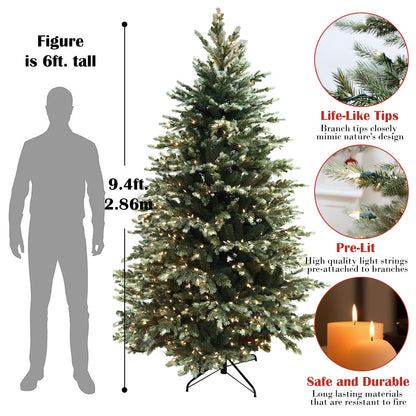 Pre-Lit Traditional Fir Multi-Function Christmas Tree,7.5 ft(B90FW54-807T-534LED)