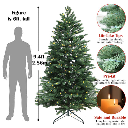 Pre-Lit Traditional Fir Multi-Function Christmas Tree,7.5 ft(B90FW50-796T-498LED)