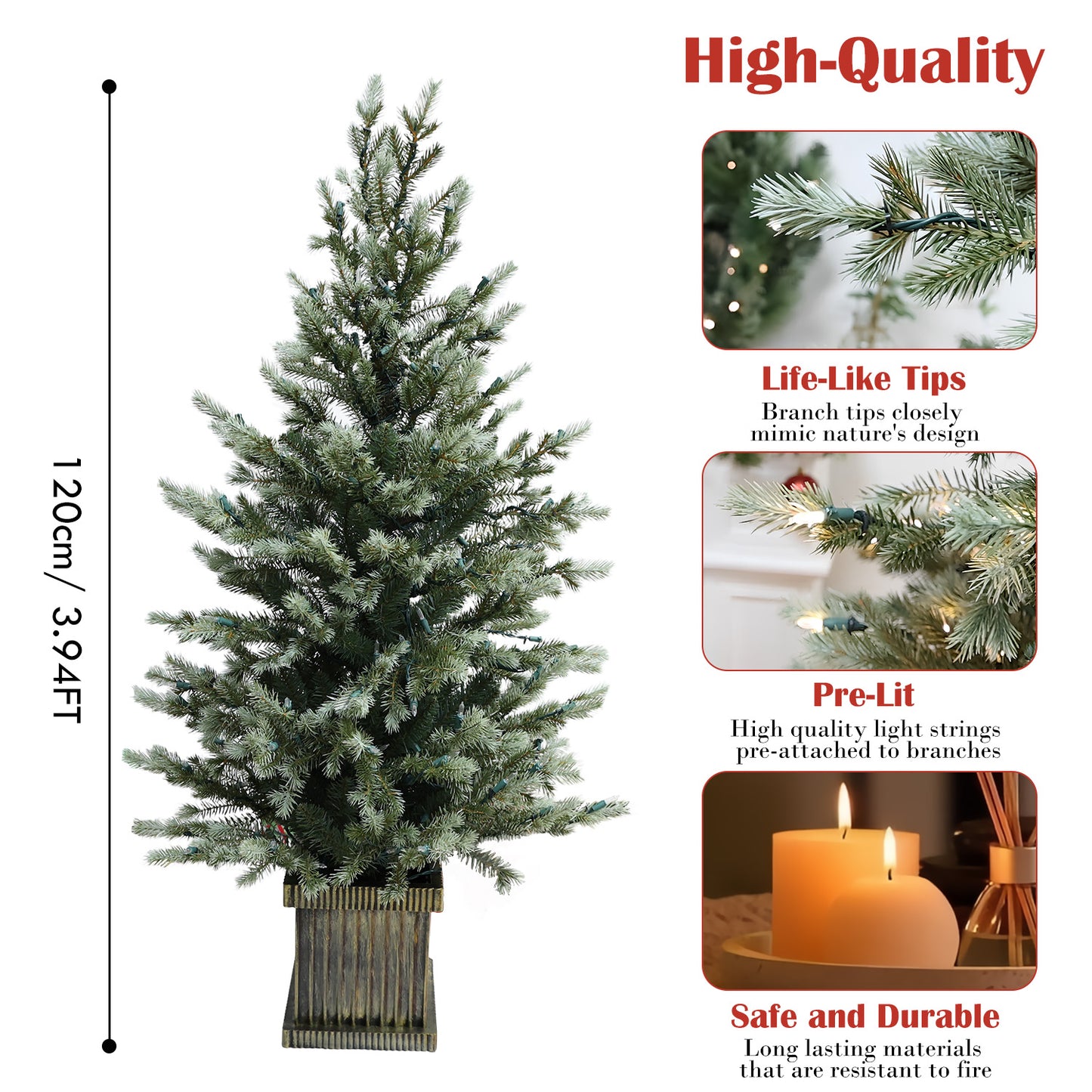Pre-Lit Potted Pine Christmas Tree, 4 ft (S48FW27-162T-174LED)