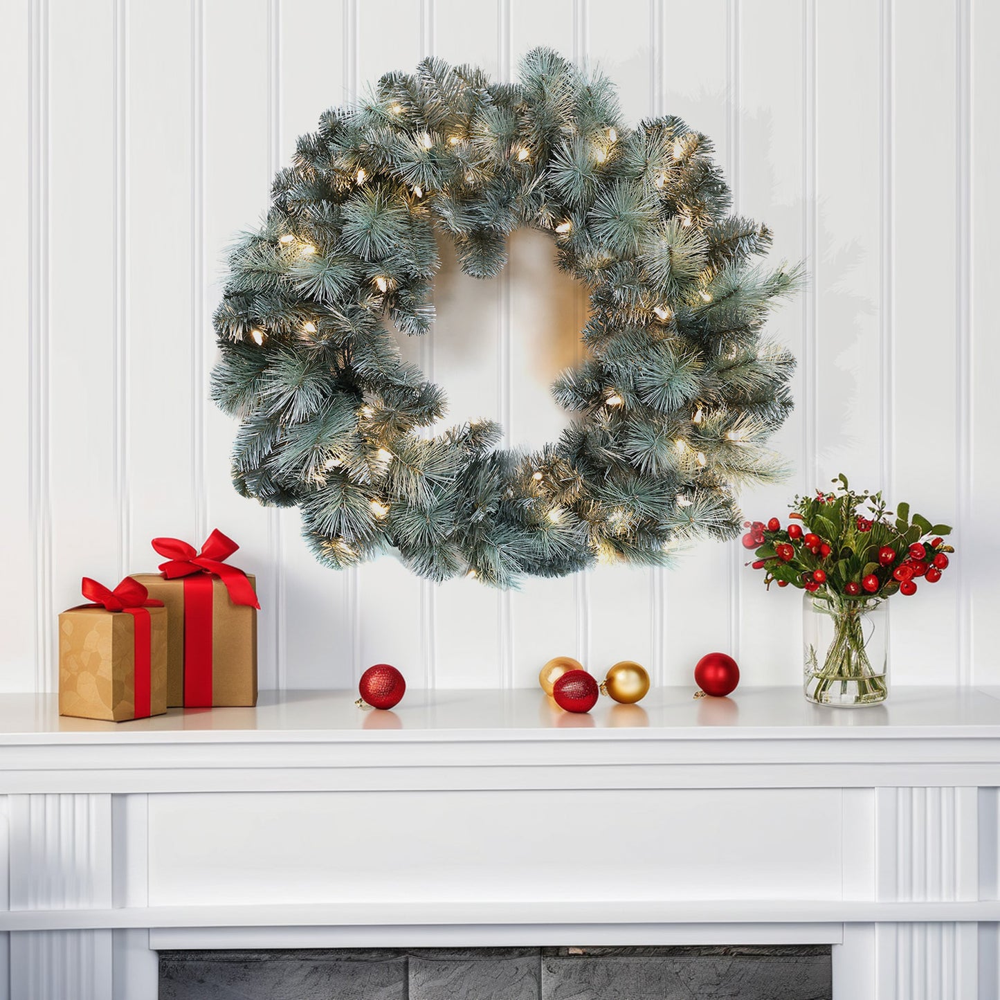 Pre-Lit Wreath, 60 cm -SW30FW30-150TS
