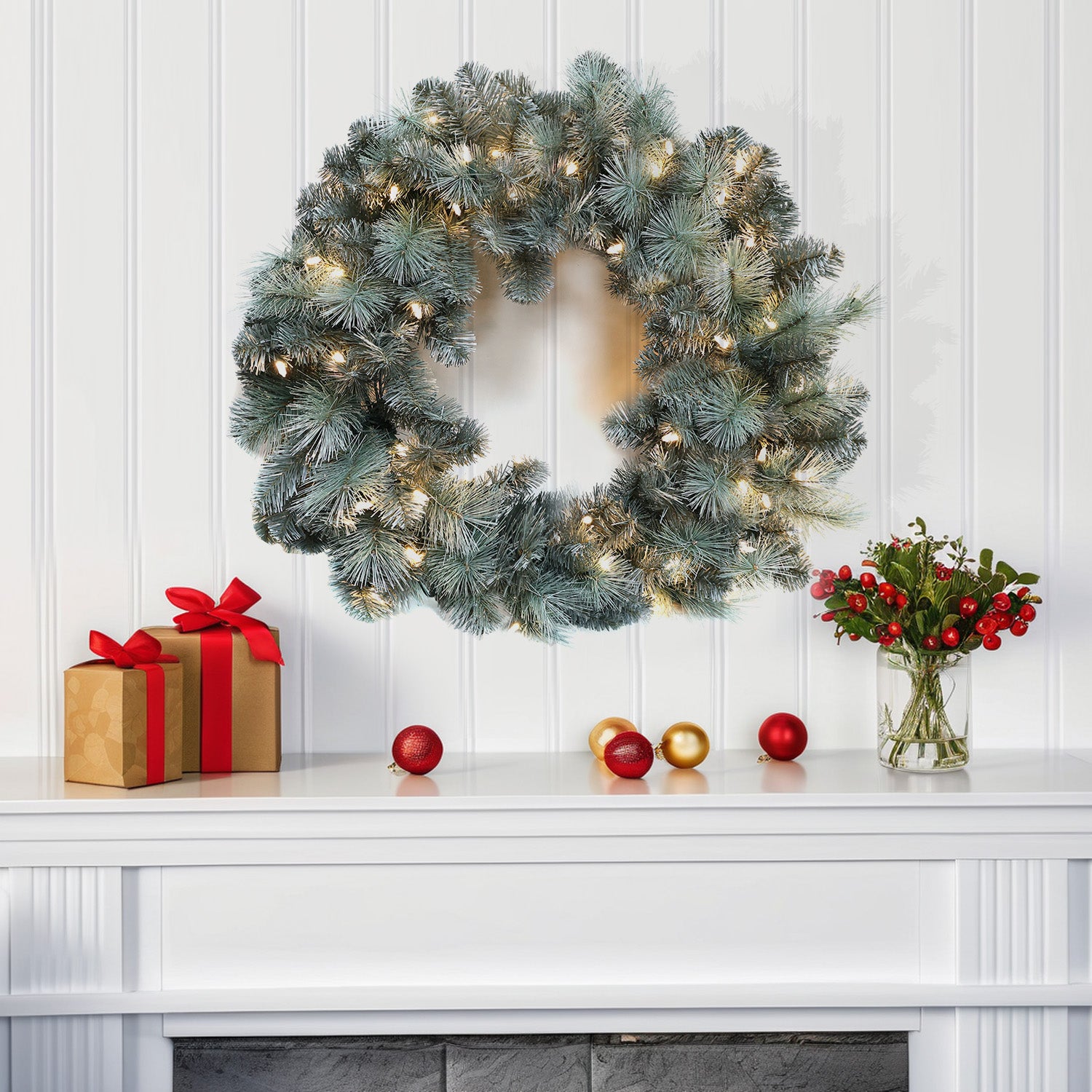 Pre-Lit Wreath, 60 cm -SW30FW30-150TS