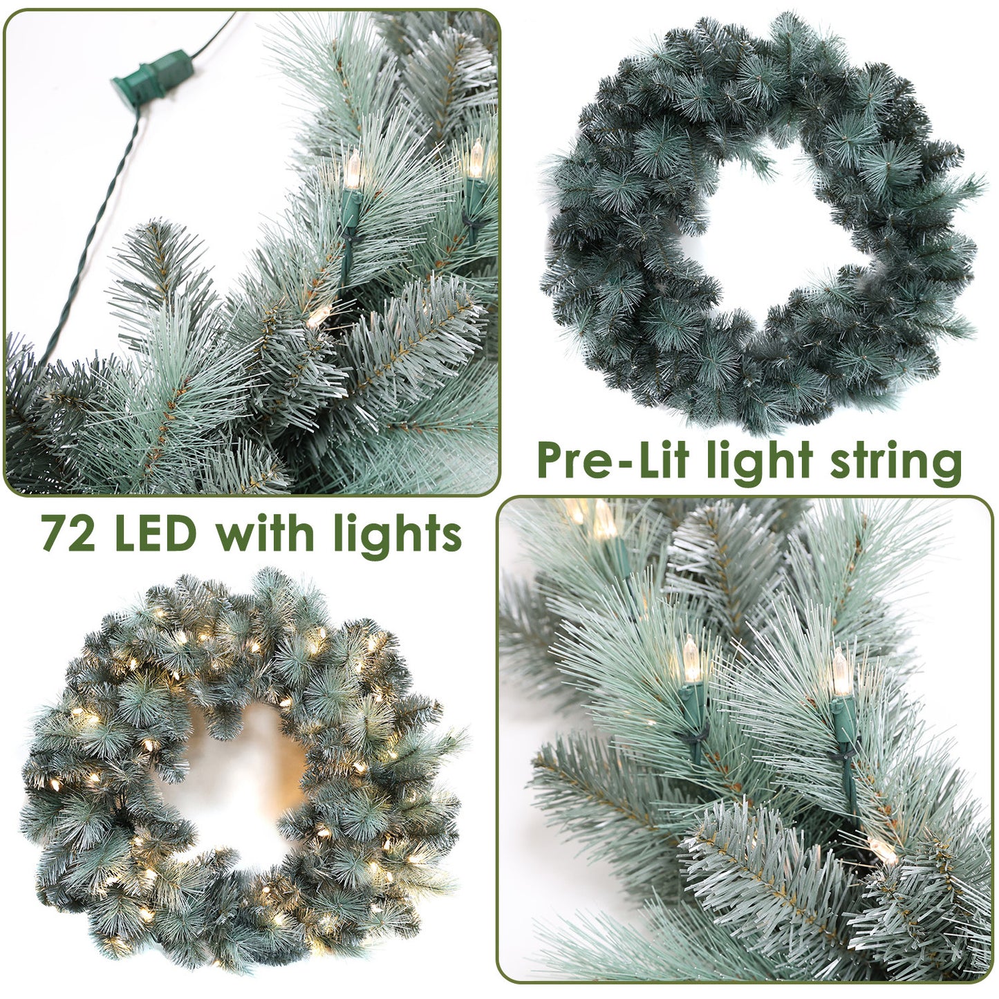 Pre-Lit Wreath, 60 cm -SW30FW30-150TS