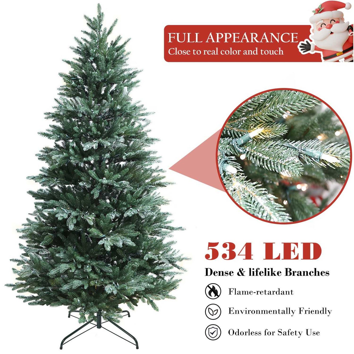 Pre-Lit Traditional Fir Multi-Function Christmas Tree,7.5 ft