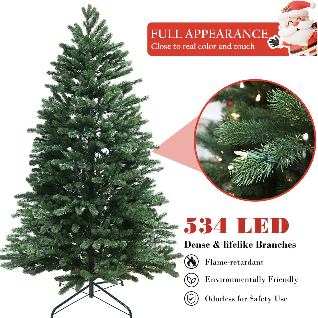 Pre-Lit Traditional Fir Multi-Function Christmas Tree,7.5 ft(B90FW50-796T-498LED)