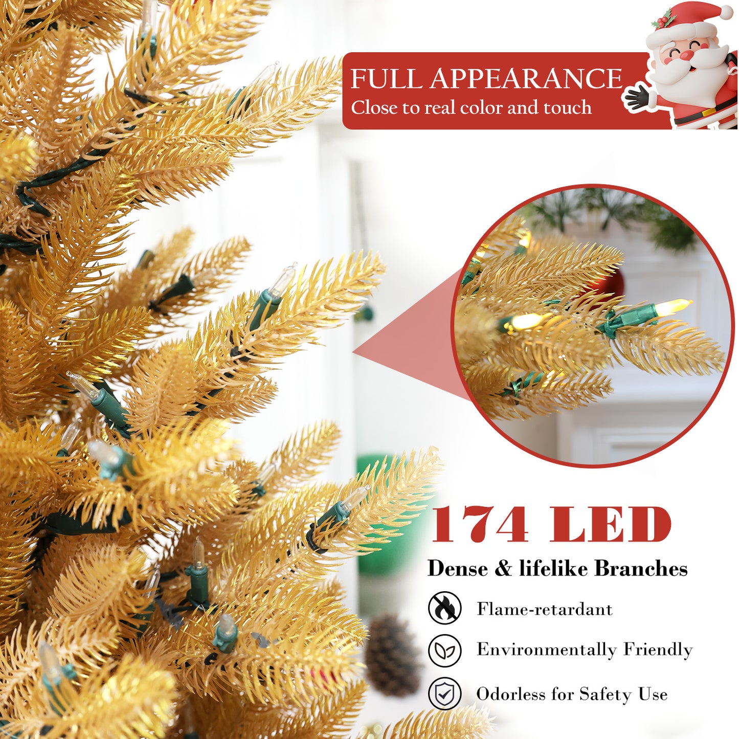 Pre-Lit Potted Pine Christmas Tree, 4 ft (S48FW23-138T-174LED-P)