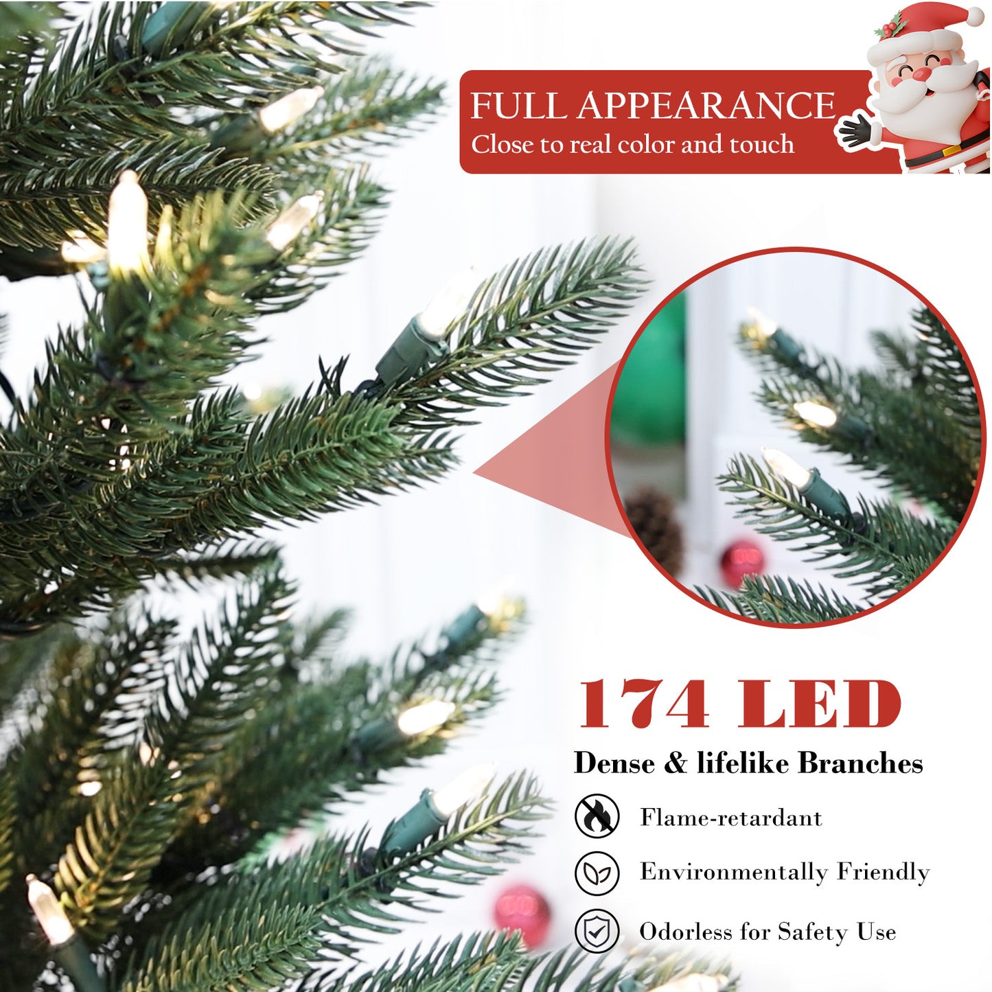 Pre-Lit Potted Pine Christmas Tree, 4 ft (S48FW23-138TW-174LED)