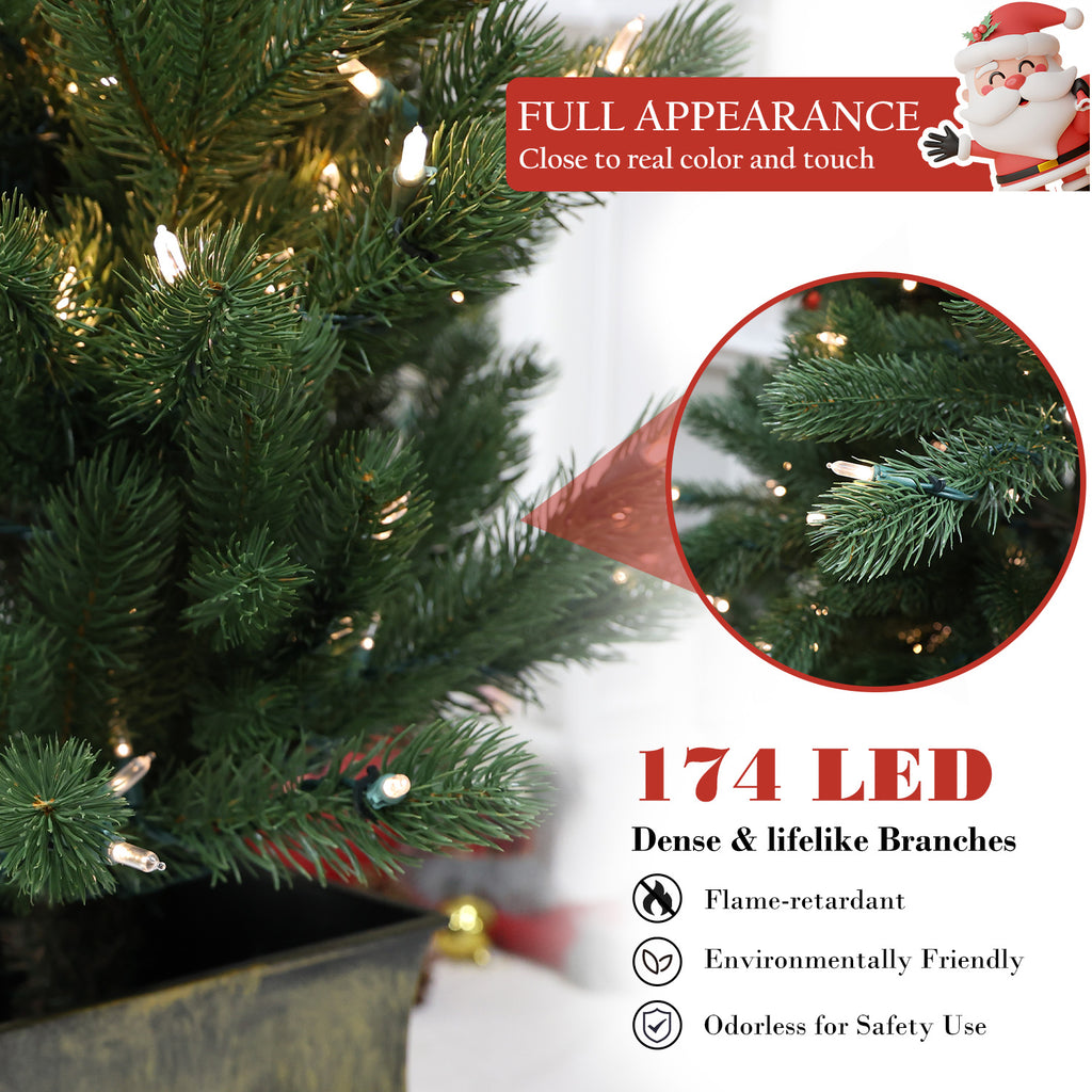 Pre-Lit Potted Pine Christmas Tree, 4 ft (S48FW23-168T-174LED)