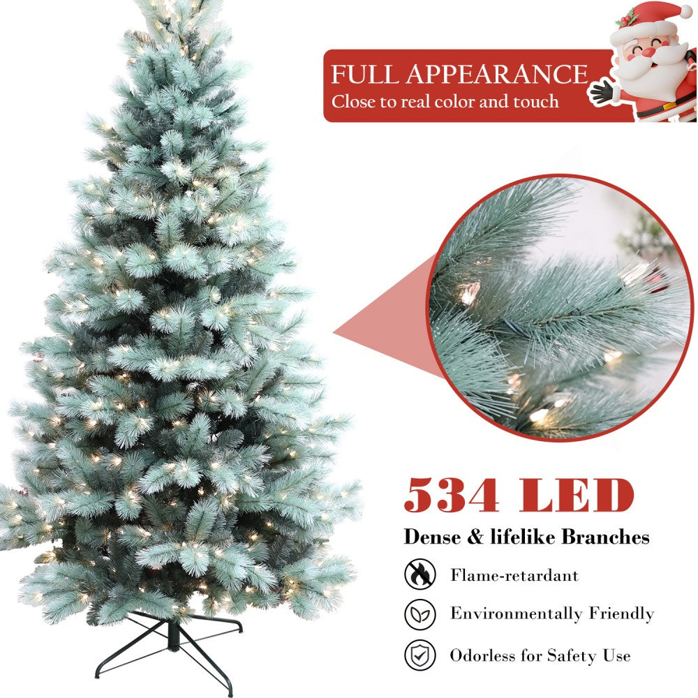 Pre-Lit Traditional Fir Multi-Function Christmas Tree,7.5 ft(B90FW52-1030T-534LED)