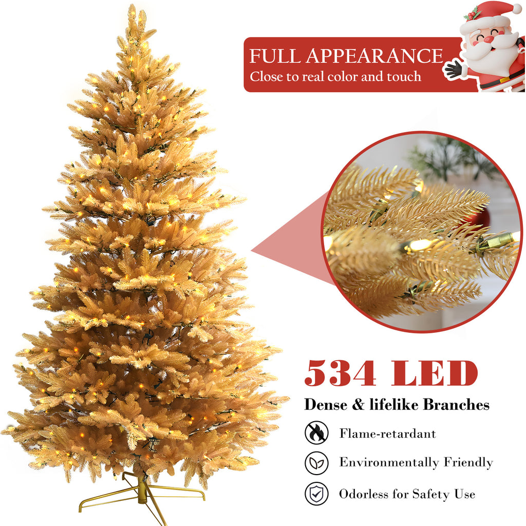 Pre-Lit Traditional Fir Multi-Function Christmas Tree,7.5 ft(B90FW54-1000T-534LED-P)