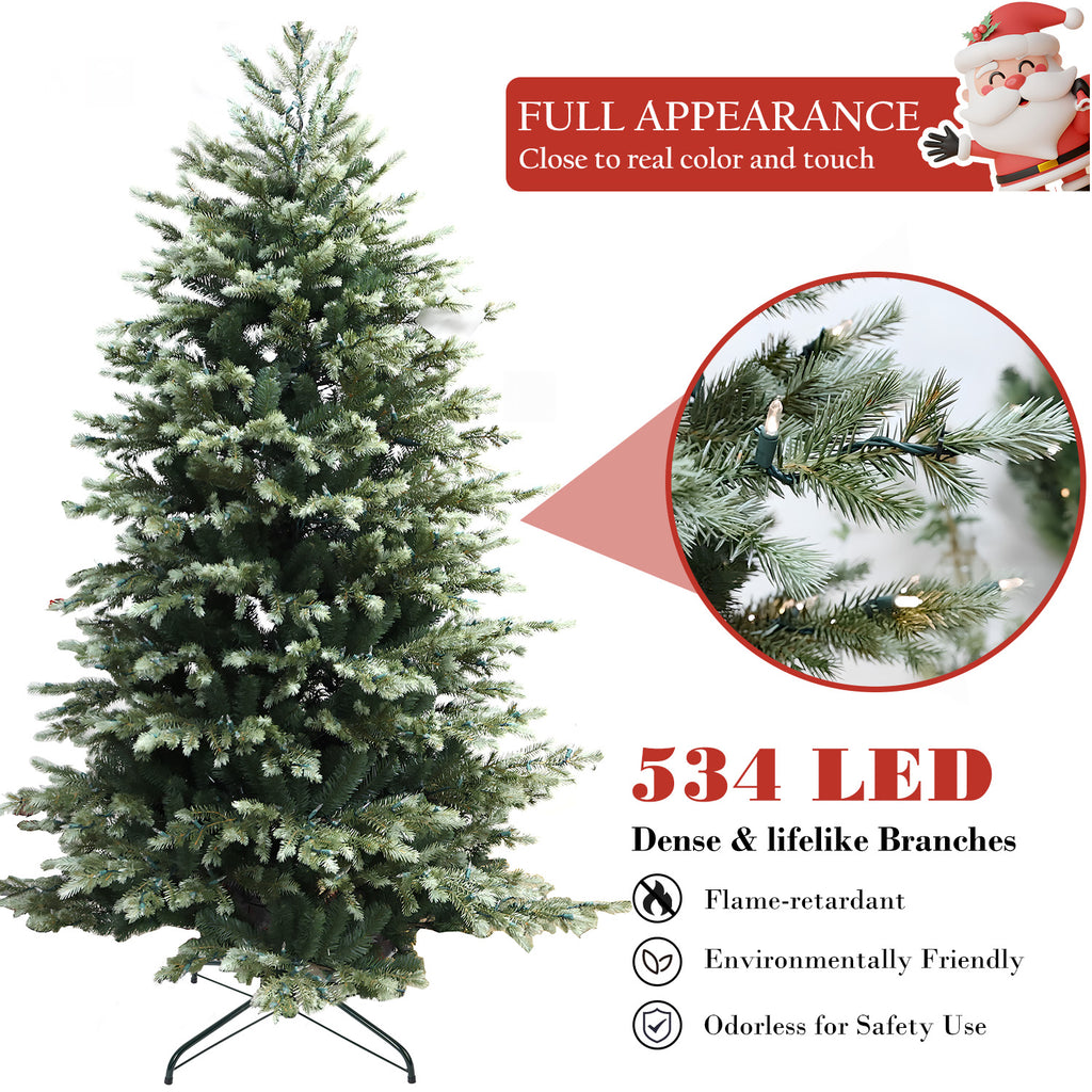 Pre-Lit Traditional Fir Multi-Function Christmas Tree,7.5 ft(B90FW54-807T-534LED)